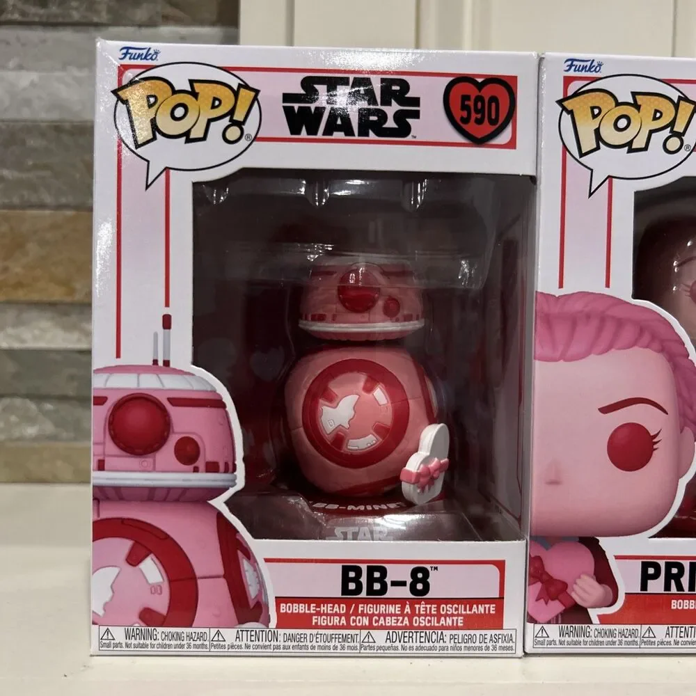 Funko Pop!Valentines Day BB-8, Princess Leia&Kylo Ren#589,590,591 w/ Protectors